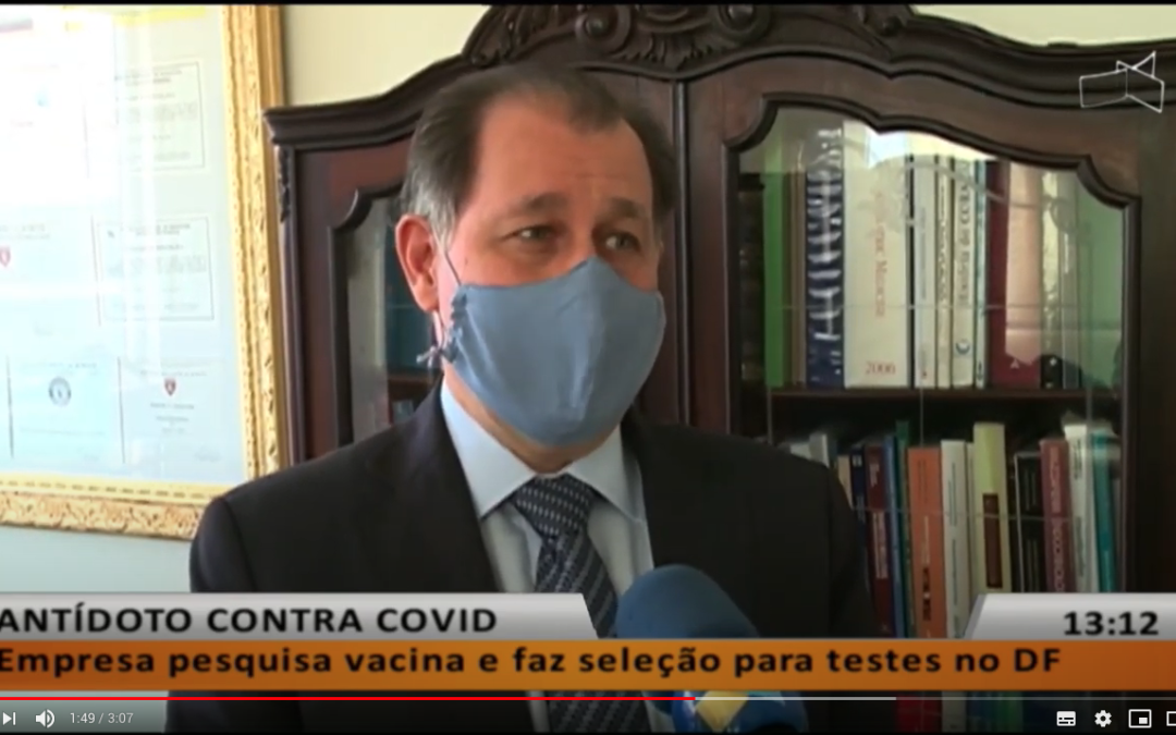 Matéria na RedeTV sobre a teste, no DF, da vacina contra Covid-19, conduzida pelo L2ip.